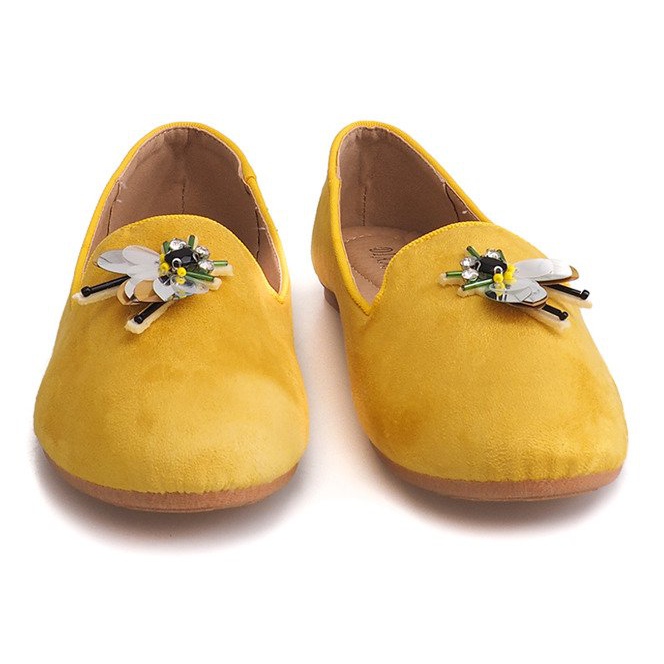 Bailarinas de camurça com couro cabeludo amarelo 9988 1