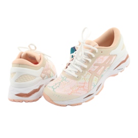 Tênis de corrida Asics gel Kayano 24 Lite Show W T8A9N-0101 branco marrom laranja verde 5