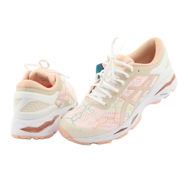 Tênis de corrida Asics gel Kayano 24 Lite Show W T8A9N-0101 branco marrom laranja verde 5
