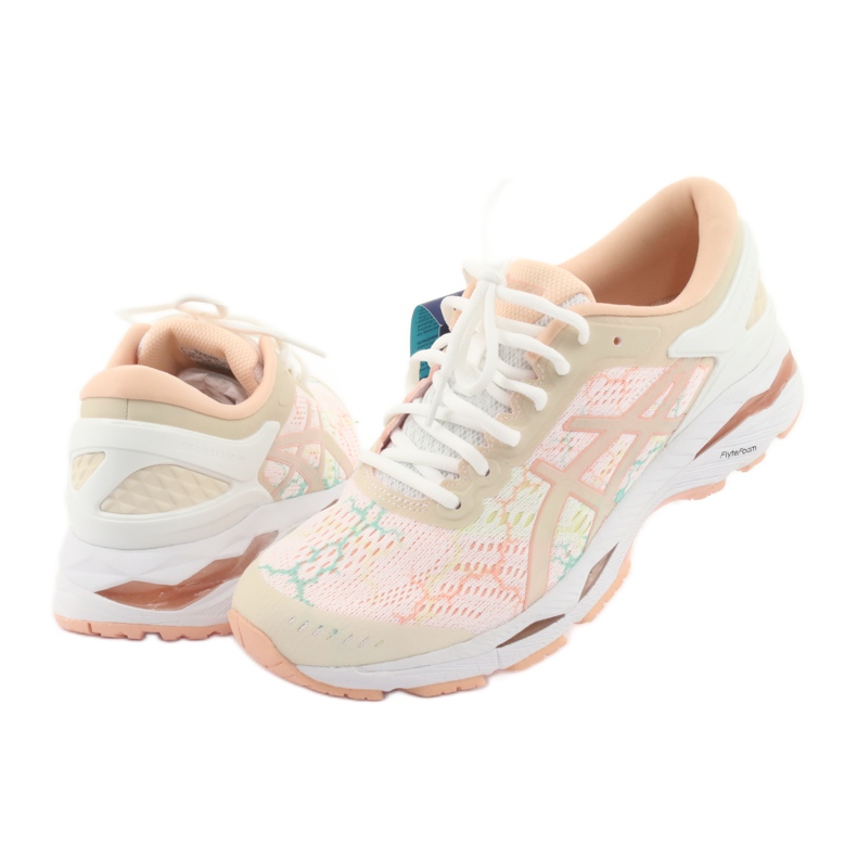 Tênis de corrida Asics gel Kayano 24 Lite Show W T8A9N-0101 branco marrom laranja verde 3