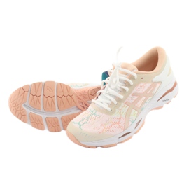 Tênis de corrida Asics gel Kayano 24 Lite Show W T8A9N-0101 branco castanho laranja verde 4