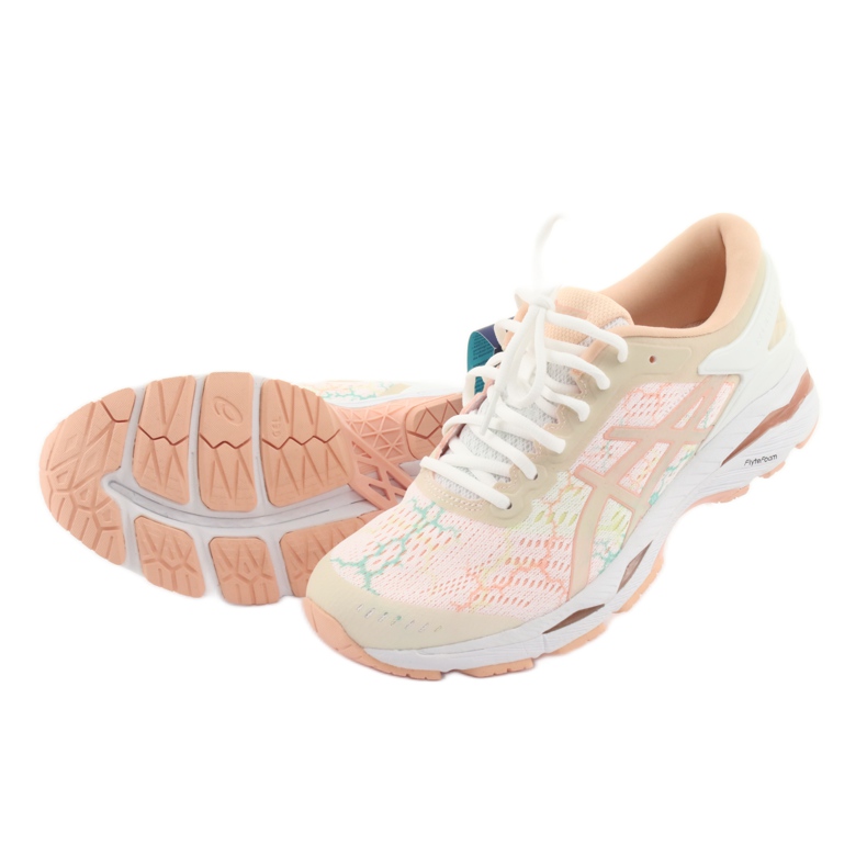 Tênis de corrida Asics gel Kayano 24 Lite Show W T8A9N-0101 branco castanho laranja verde 4