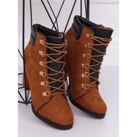 Botas de madeira marrom com salto alto 995-29 Camel castanho 2