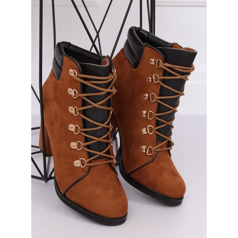 Botas de madeira marrom com salto alto 995-29 Camel 2