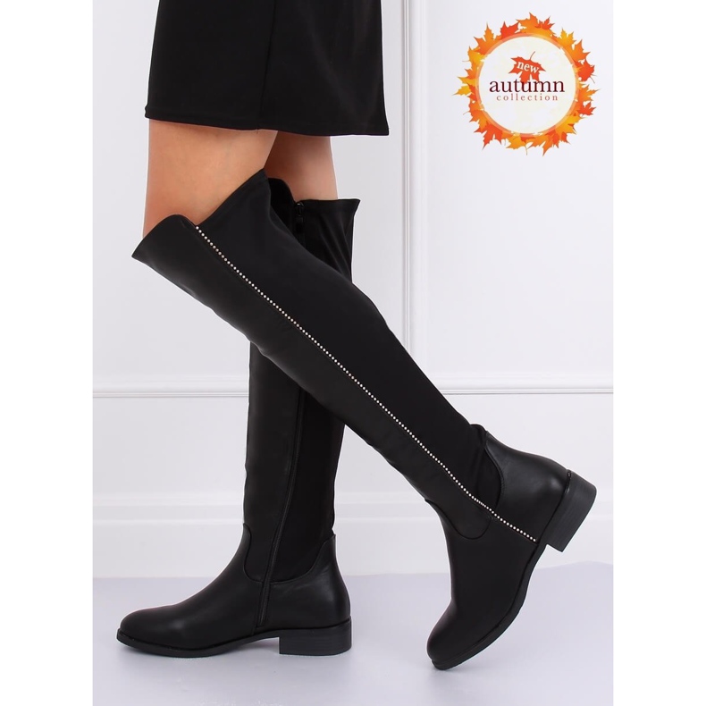 Botas de equitação com parte superior flexível preta 17005A-128 Black preto 1