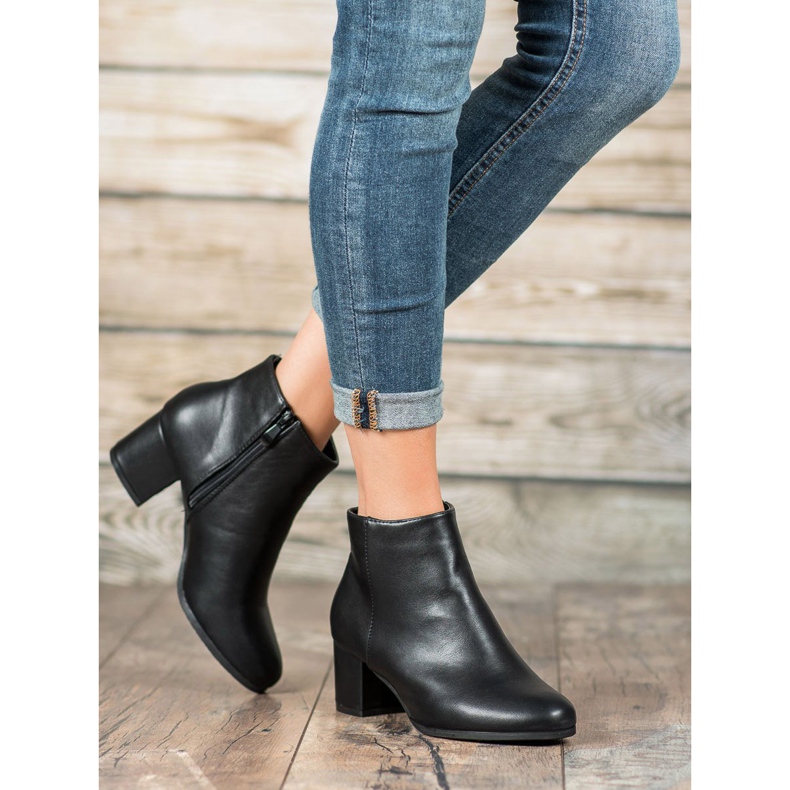 SHELOVET Botas clássicas de couro ecológico preto 2