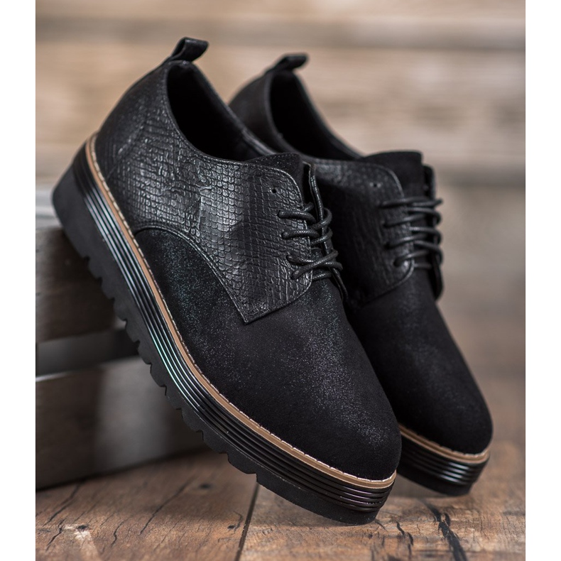 SHELOVET Sapatos na plataforma de impressão de cobra preto 1