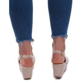 Sandálias de cunha 3H096 Bege 1