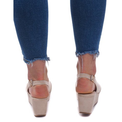 Sandálias de cunha 3H096 Bege 1