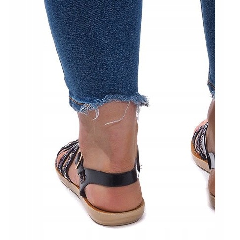 Sandálias 3-8 Pretas com Brocado preto 2