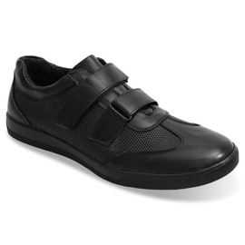 Sapatos de couro com atacadores LJ21 pretos 1