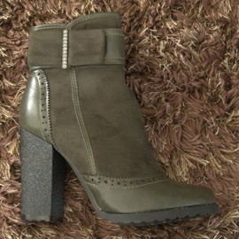 Botas elegantes com fivela em um poste 1741 Khaki cáqui verde 2