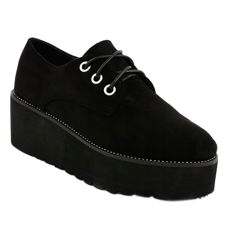Creepers pretos femininos cunhas 1681 1
