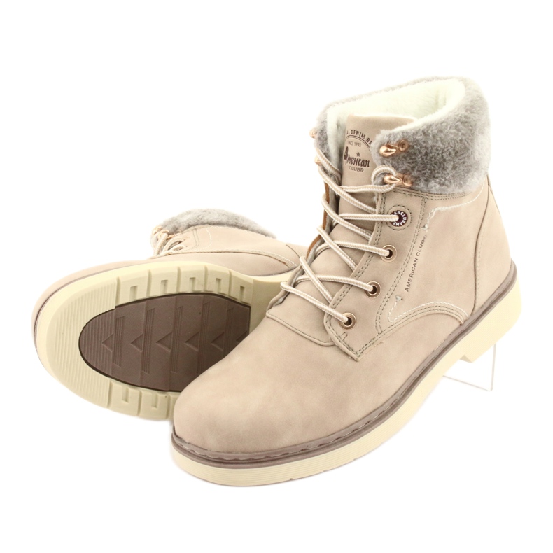 American Club American Boots Feminino Lace -up bege rh47 5