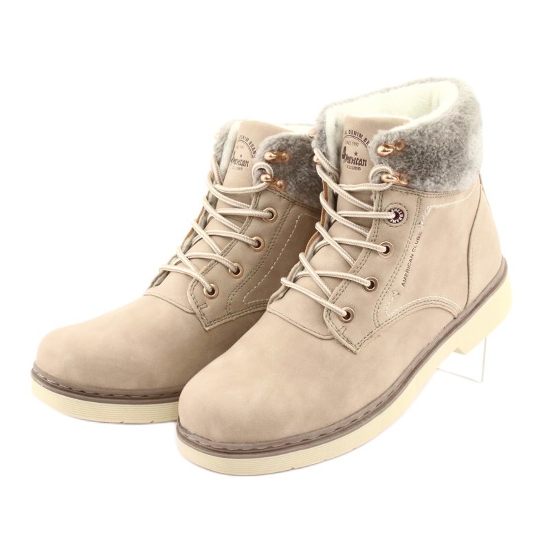 American Club American Boots Feminino Lace -up bege rh47 3
