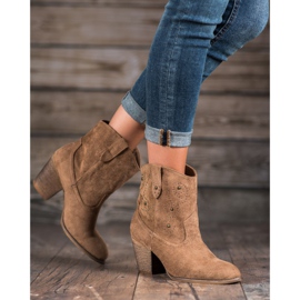 Small Swan Botas de cowboy de salto alto marrom 1