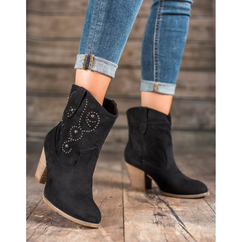 Small Swan Botas de cowboy de salto alto preto 1