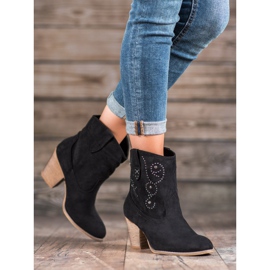 Small Swan Botas de cowboy de salto alto preto 2