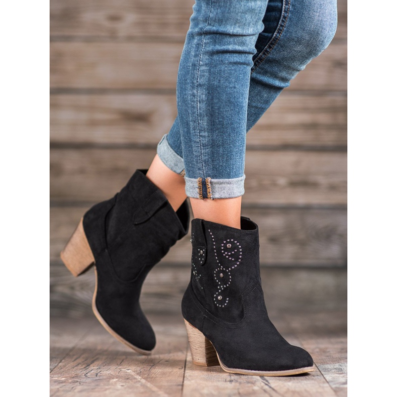 Small Swan Botas de cowboy de salto alto preto 2