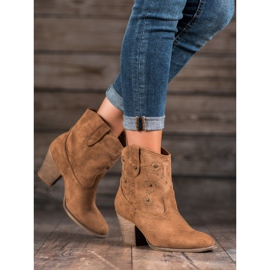 Small Swan Botas de cowboy de salto alto marrom 1