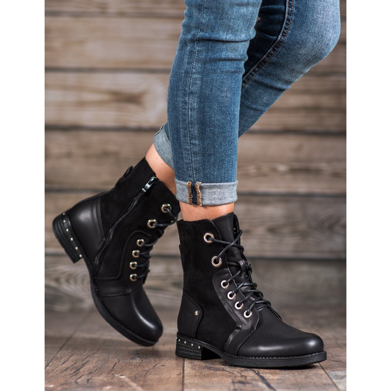 Seastar Botas de salto plano preto 2