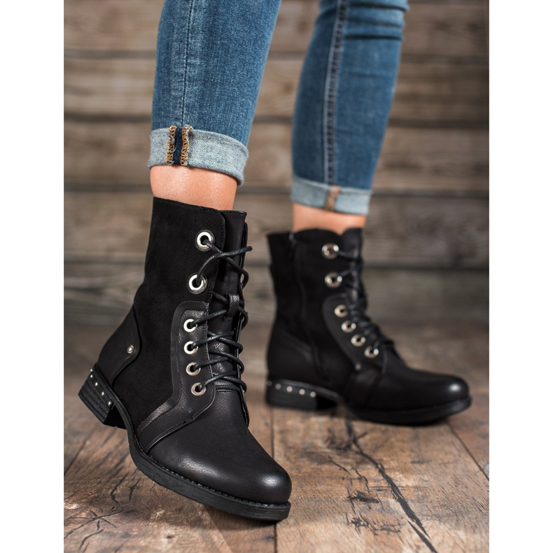Seastar Botas de salto plano preto 1