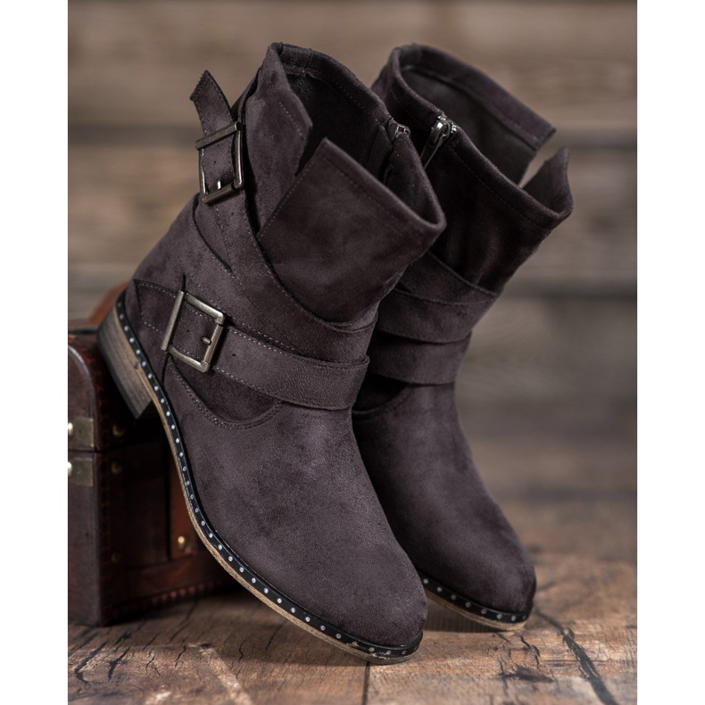 Corina Botas de camurça femininas cinza 1
