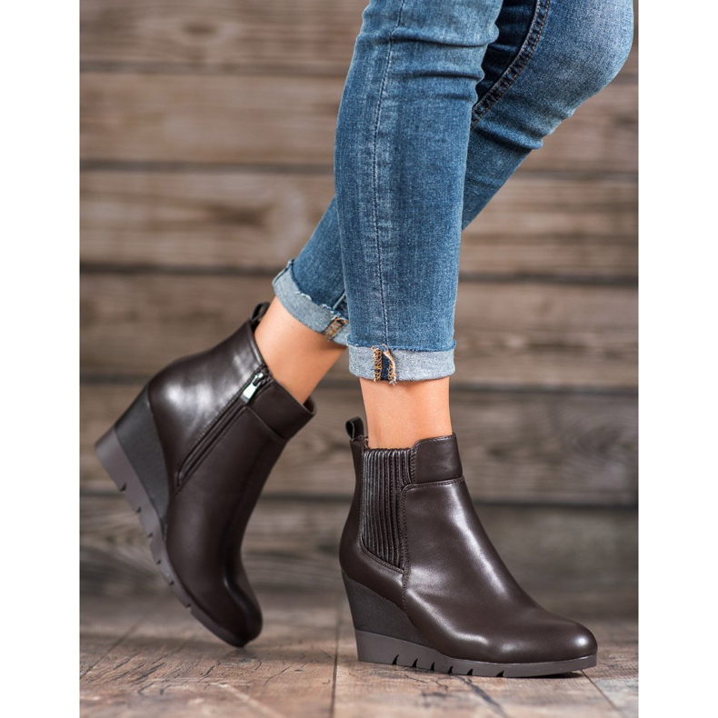 SHELOVET Botas de cunha marrom 1