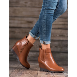 SHELOVET Botas de cunha marrom 2