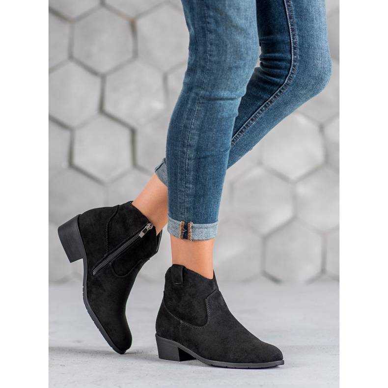 Filippo Botas de caubói de camurça preto 1