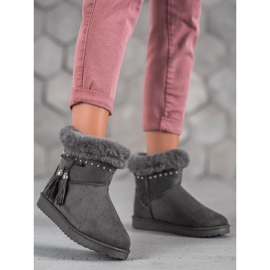 SHELOVET Mukluki com cristais cinza 1