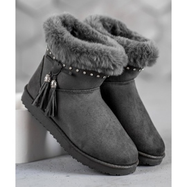 SHELOVET Mukluki com cristais cinza 2