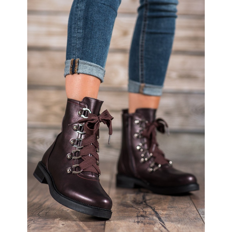 SHELOVET Botas de amarrar vermelho multicolorido 1