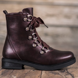 SHELOVET Botas de amarrar vermelho multicolorido 2