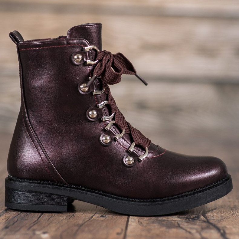 SHELOVET Botas de amarrar vermelho multicolorido 2