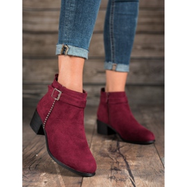 SHELOVET Botas de camurça de salto alto vermelho 1