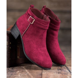 SHELOVET Botas de camurça de salto alto vermelho 2