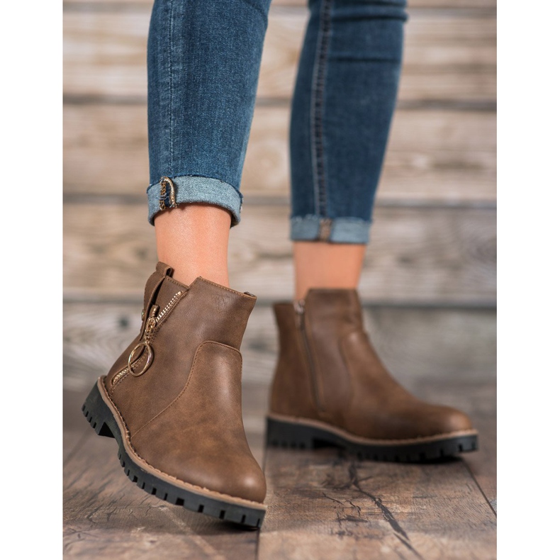 Jumex Botas Com Zíper Decorativo marrom 2