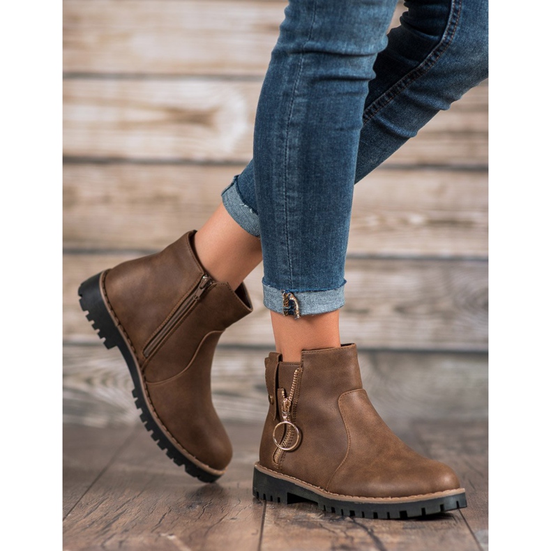 Jumex Botas Com Zíper Decorativo marrom 1