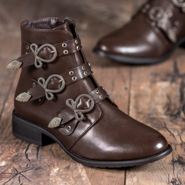 Anesia Paris Botas marrons com fivelas castanho 1