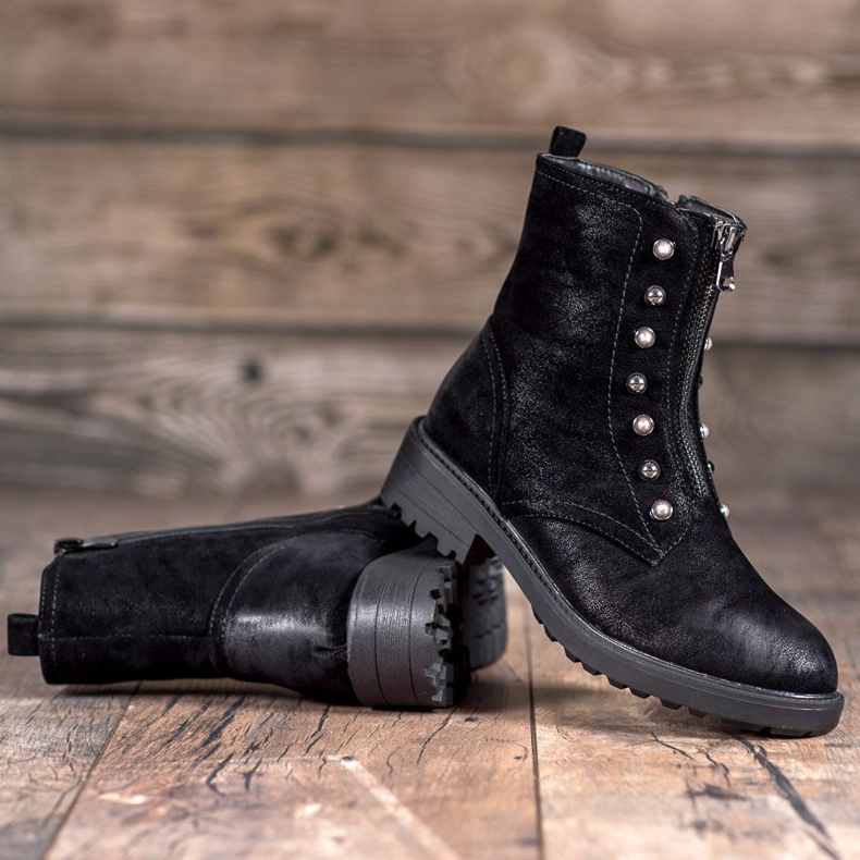 S. BARSKI Botas altas com miçangas preto 2