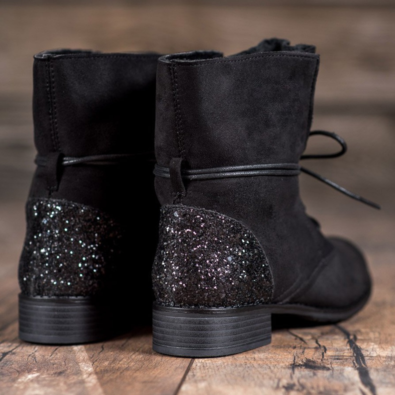 S. BARSKI Botas pretas de amarrar preto 1