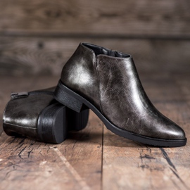 M.Daszyński Botas de salto plano cinza 1