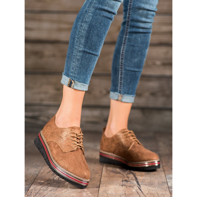 SHELOVET Sapatos na plataforma de impressão de cobra marrom 2