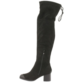 M.Daszyński Camurça preta sobre as botas de joelho 1715 preto 2