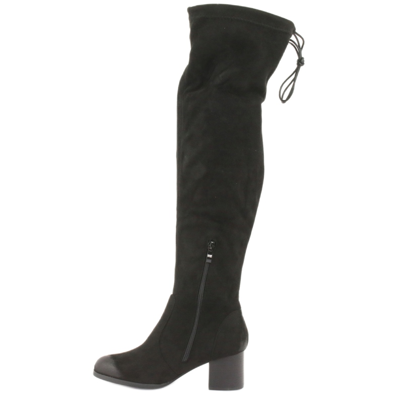 M.Daszyński Camurça preta sobre as botas de joelho 1715 preto 2