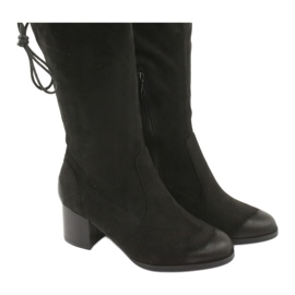 M.Daszyński Camurça preta sobre as botas de joelho 1715 preto 5