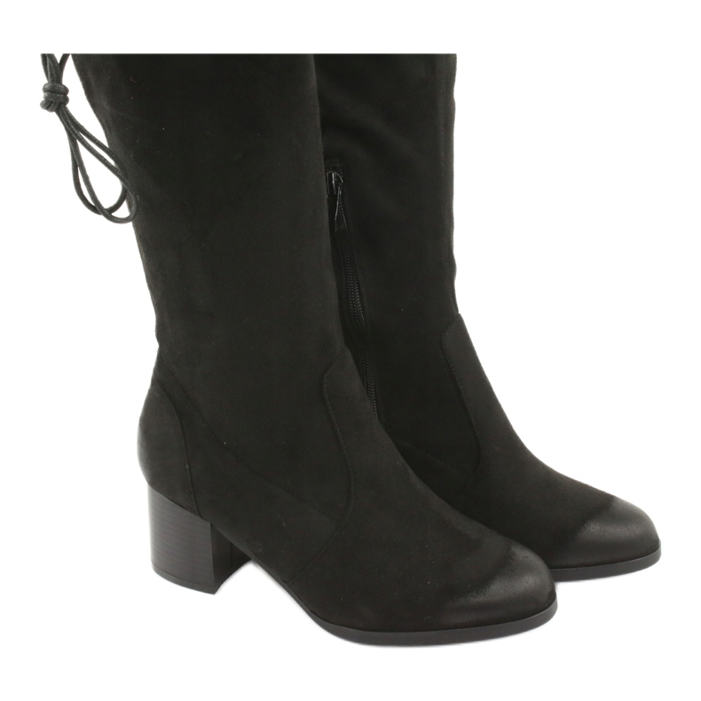 M.Daszyński Camurça preta sobre as botas de joelho 1715 preto 5