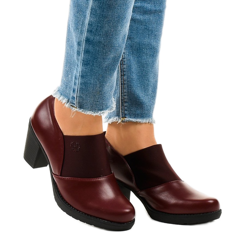 Botas de cano curto marrom no poste TH-F198 vermelho 1