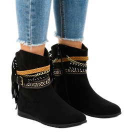 Botas de camurça preta com franjas T88 preto 1 Botas de camurça preta com franjas T88 preto 1